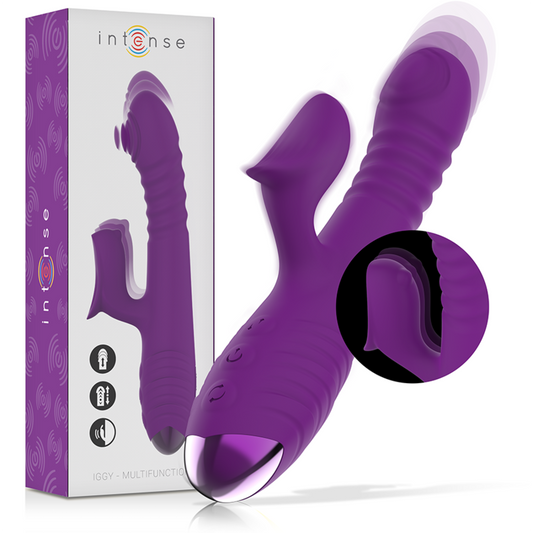 INTENSE - IGGY VIBRADOR MULTIFUNCIàN RECARGABLE UP & DOWN CON ESTIMULADOR DE CLITORIS MORADO