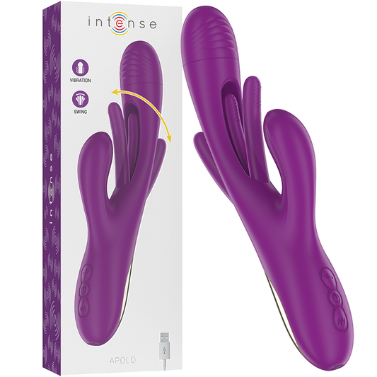 INTENSE - APOLO VIBRADOR MULTIFUNCIàN RECARGABLE 7 VIBRACIONES CON LENGUA OSCILANTE MORADO