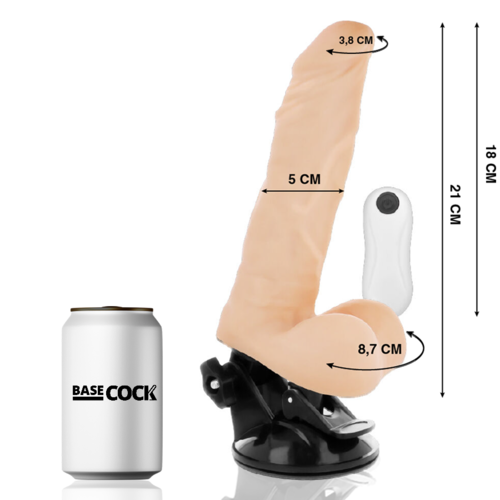 BASECOCK - VIBRADOR REALISTICO ARTICULABLE CONTROL REMOTO NATURAL 21 CM -O- 5 CM