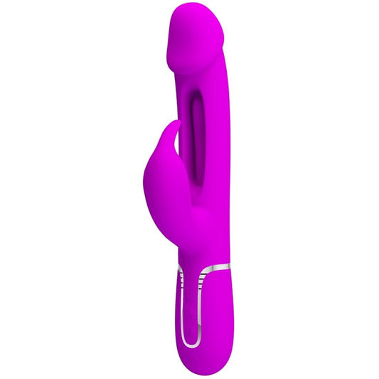 PRETTY LOVE - KAMPAS VIBRADOR RABBIT 3 EN 1 MULTIFUNCIàN CON LENGUA FUCSIA