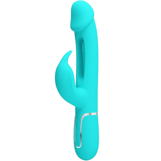 PRETTY LOVE - KAMPAS VIBRADOR RABBIT 3 EN 1 MULTIFUNCIàN CON LENGUA VERDE AGUA