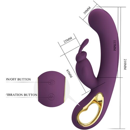 Pretty Love Liam Vibrador Rabbit con App Control Remoto Punto G y Clítoris Morado