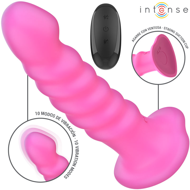 INTENSE - CINDY VIBRADOR TALLA L DISE¥O EN ESPIRAL 10 VIBRACIONES ROSA CONTROL REMOTO