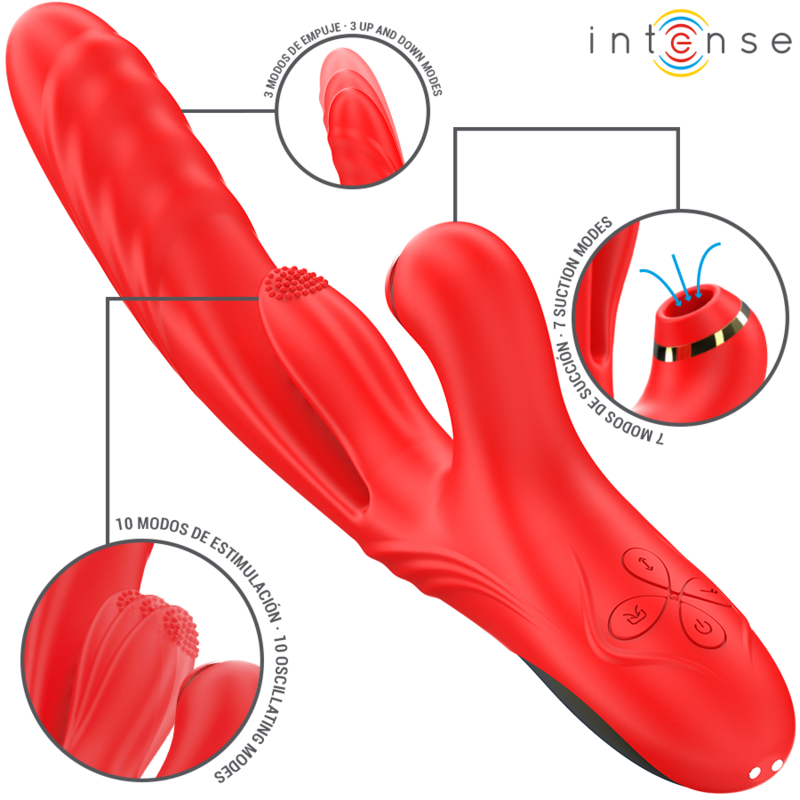INTENSE - KAROL VIBRADOR MULTIFUNCIàN EMPUJE & ESTIMULACIàN & ONDAS ESTIMULADORAS ROJO