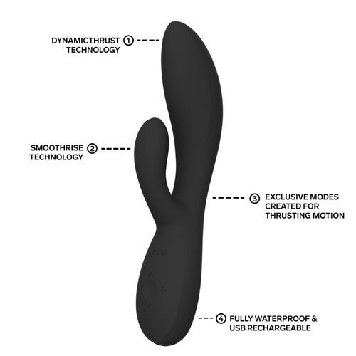 LELO INA Thrust Vibrador Rabbit con Empuje Recargable Negro