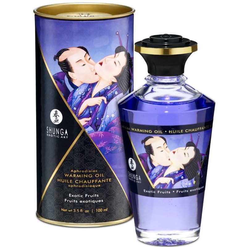 SHUNGA - ACEITE MASAJE EFECTO CALOR SABOR FRUTAS EXÓTICAS 100 ML
