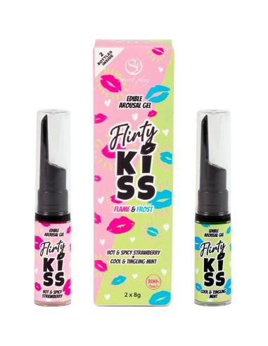 SECRETPLAY Flirty Kiss | Geles Comestibles Sexo Oral Fresa & Menta 2 x 8 g