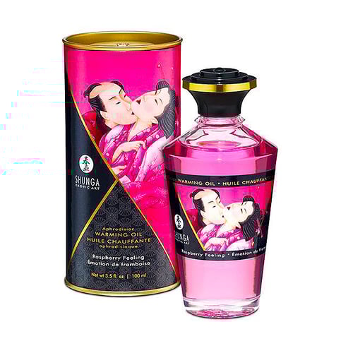 SHUNGA - ACEITE MASAJE EFECTO CALOR SABOR INTENSO FRAMBUESA 100 ML