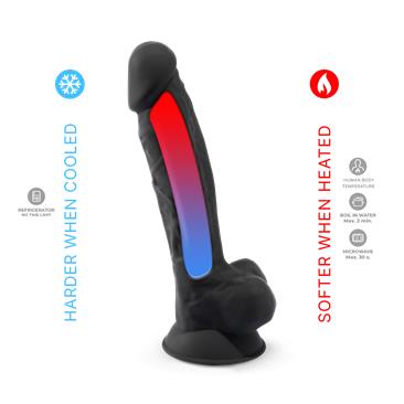 SILEXD Dildo Realista Dual Density 8” Negro con Ventosa y Compatible con Arnés – Silicona Silexpan