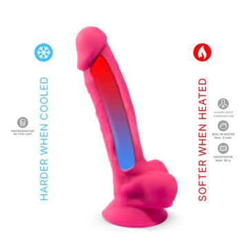 SILEXD Dildo Realista Dual Density 8” Rosa con Ventosa y Compatible con Arnés – Silicona Silexpan