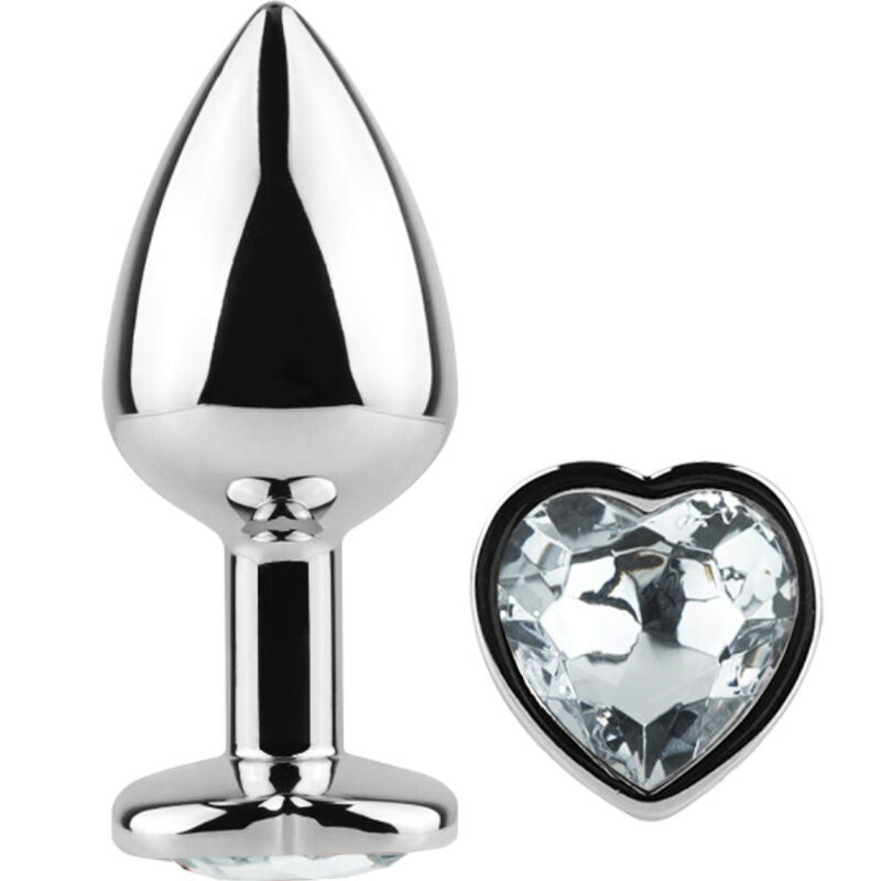 SECRETPLAY - METAL BUTT PLUG CORAZàN TRANSPARENTE TALLA S 7 CM