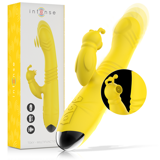 INTENSE - TOKY VIBRADOR MULTIFUNCIàN RECARGABLE UP & DOWN CON ESTIMULADOR DE CLITORIS AMARILLO