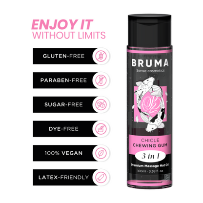 Bruma Aceite de Masaje Premium Efecto Calor Chicle 3 en 1 – 100 ml