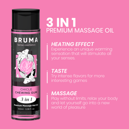 Bruma Aceite de Masaje Premium Efecto Calor Chicle 3 en 1 – 100 ml
