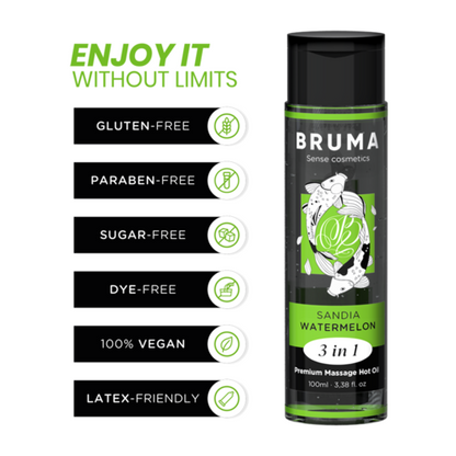 Bruma Aceite de Masaje Premium Efecto Calor Sandía 3 en 1 – 100 ml