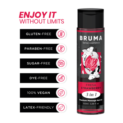 Bruma Aceite de Masaje Premium Efecto Calor Fresa 3 en 1 – 100 ml