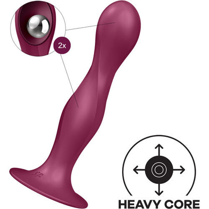 SATISFYER Double Ball-R - Dildo de Silicona con Ventosa Granate