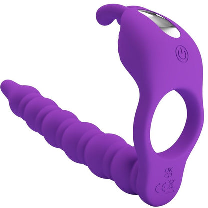 Pretty Love - Anillo Vibrador para el Pene con Plug Lila