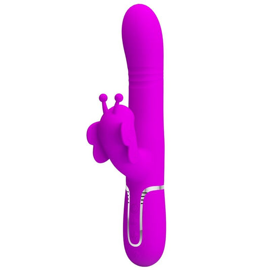 PRETTY LOVE - VIBRADOR RABBIT MULTIFUNCIàN 4 EN 1 MARIPOSA FUCSIA