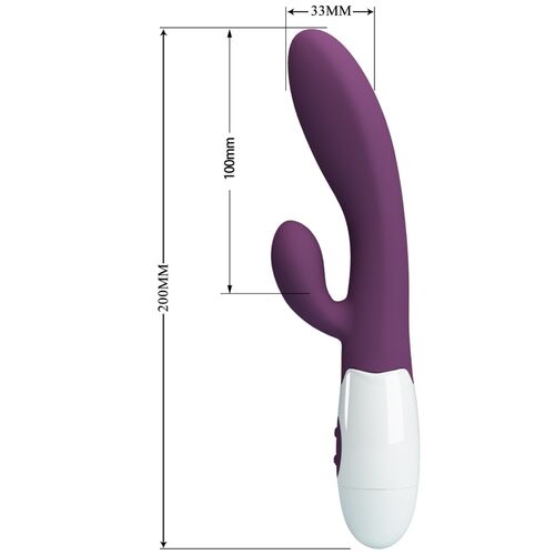 Pretty Love Alvis Vibrador Rabbit Punto G y Clítoris 30 Modos Silicona Suave Morado