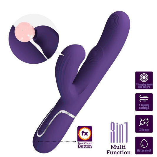 PRETTY LOVE - PERLITA VIBRADOR PUNTO G 3 EN 1 MULTIFUNCIàN MORADO
