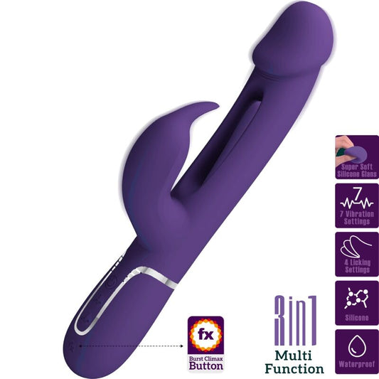 PRETTY LOVE - KAMPAS VIBRADOR RABBIT 3 EN 1 MULTIFUNCIàN CON LENGUA VIOLETA