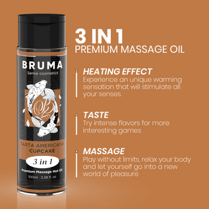 Bruma Aceite de Masaje Premium Efecto Calor Tarta Americana 3 en 1 – 100 ml