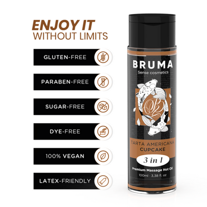 Bruma Aceite de Masaje Premium Efecto Calor Tarta Americana 3 en 1 – 100 ml