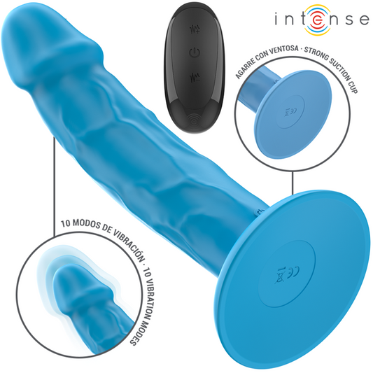 INTENSE - PHOEBE VIBRADOR REALISTICO 10 VIBRACIONES AZUL CONTROL REMOTO