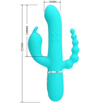PRETTY LOVE - CAMMY TRIPLE VIBRADOR RABBIT MULTIFUNCIàN 4 EN 1 AZUL