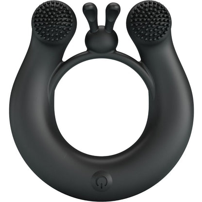 PRETTY LOVE - DAHLIA ANILLO VIBRADOR + ESTIMULADOR DE CLÍTORIS 12 VIBRACIONES NEGRO