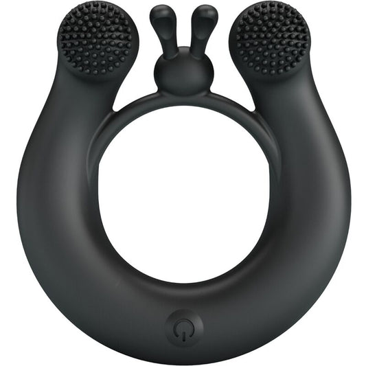 PRETTY LOVE - DAHLIA ANILLO VIBRADOR + ESTIMULADOR DE CLÖTOIS 12 VIBRACIONES NEGRO