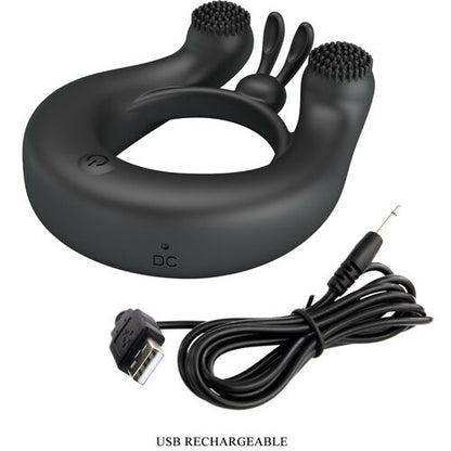PRETTY LOVE - DAHLIA ANILLO VIBRADOR + ESTIMULADOR DE CLÍTORIS 12 VIBRACIONES NEGRO