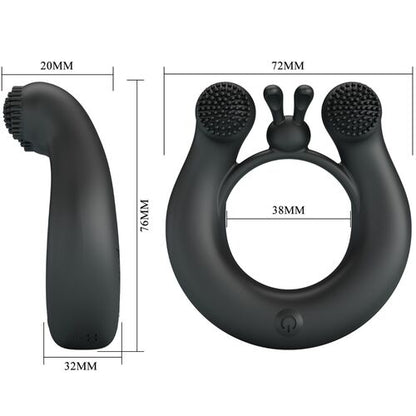 PRETTY LOVE - DAHLIA ANILLO VIBRADOR + ESTIMULADOR DE CLÍTORIS 12 VIBRACIONES NEGRO