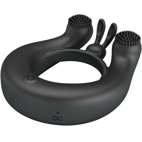 PRETTY LOVE - DAHLIA ANILLO VIBRADOR + ESTIMULADOR DE CLÍTORIS 12 VIBRACIONES NEGRO