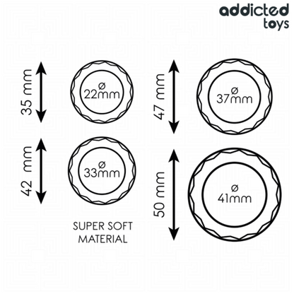 ADDICTED TOYS Set Anillos para Pene Texturizados de Silicona – 4 Tamaños