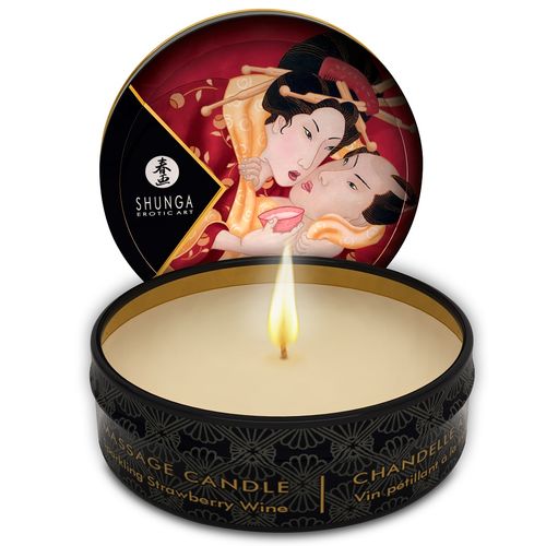 Shunga Mini Caress | Vela de Masaje Fresas y Cava 30 ml