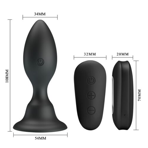 MR PLAY - PLUG ANAL CON VIBRACIÓN NEGRO CONTROL REMOTO