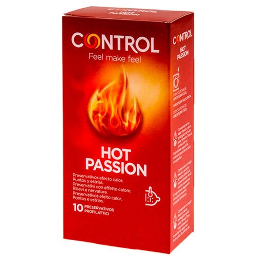 CONTROL Hot Passion preservativos efecto calor con puntos y estrías 10 unidades