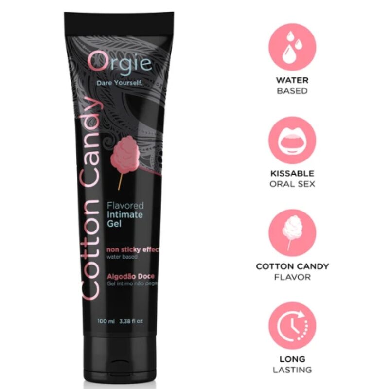 ORGIE - Lubricante Gel íNtimo Besable Base Agua Algodón de Azúcar 100 ml