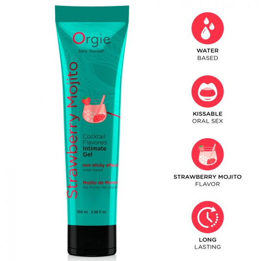 ORGIE - Lubricante Gel íNtimo Besable Base de Agua Cocktail Mojito de Fresa 100 ml