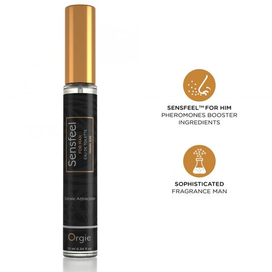 ORGIE - Sensfeel Eau de Toilette con Potenciador de Feromonas Tamaño Viaje para Hombre 10 ml